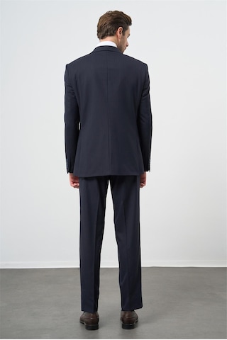 İmza Lacivert Çizgili Mono Yaka Astarlı 6 Drop Slim Fit Dar Kesim Takım Elbise 1001245102 Koyu Lacivert