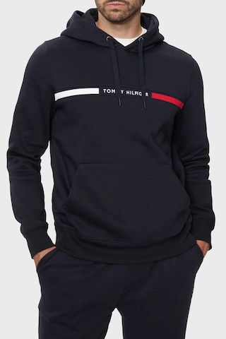 Tommy Hilfiger Hılfıger Chest Insert Hoody Erkek Mavi Kazak - Mw0mw37361 Mavi