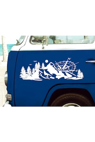 Pusula Dağ Orman Sticker - 4x4 Kamp Adventure Pickup Karavan Araba Sticker - Araç Araba Cam Sticker - 00303 120 Cm