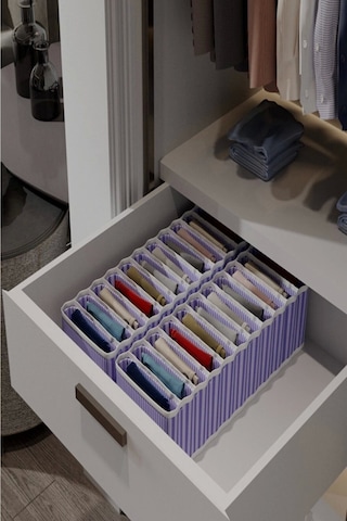 11 Bölmeli Dolap Ve Çekmece Içi Düzenleyici Akordiyon Organizer M-00500 3 Adet 00517 Lisinya Çok Renkli