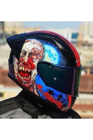 Ls2 Rapıd 2 Race Zombıe Fullface Motosiklet Kaskı Gökkuşağı Camlı Siyah