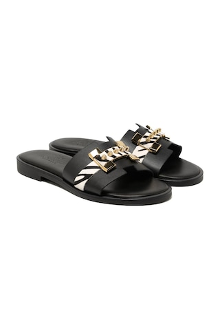 19 Black Terlik Kadın 21032 Myconian 2025 Greek Sandal Siyah
