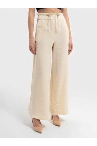 Paperbag Fit Kadın Pantolon Ekru