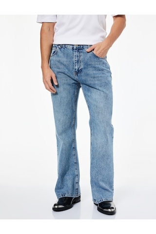 Koton Pamuklu Cepli İspanyol Paça Jean Pantolon Orta İndigo 6wam40193nd İndigo