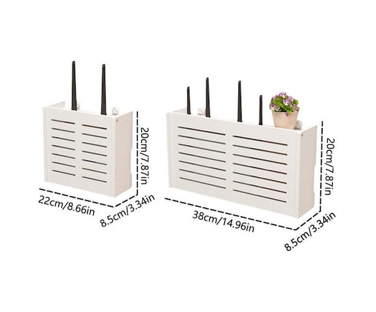 Xiyyadms Küçük Perde Desenli Duvarlı Depolama Kutusu - Deliksiz Router Ve Tv Aygıtı Tutucu, Ev Ofis Wi-fi Gizleme Rakı, Evcil Kullanım Beyaz