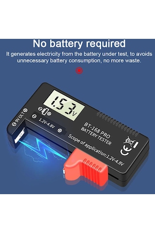 168 Pro Dijital Ekran Evrensel Pil Test Cihazı Taşınabilir Pil Kapasitesi Göstergesi Pratik