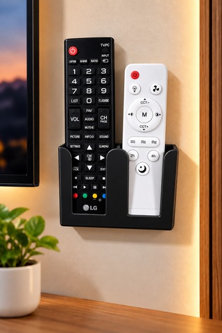 Veriqo 3d Duvara Monte 2'li Uzaktan Kumanda Tutucu Tv Kumandalık Düzenleyici Siyah