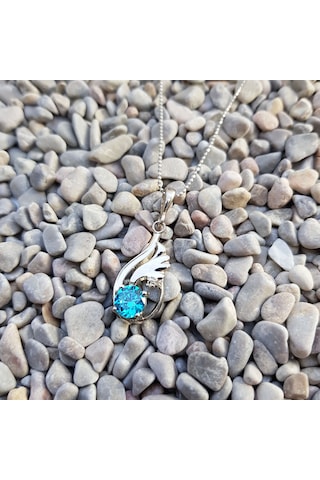 Chavin Topaz Melek Kanadı 0.015 Carat Pırlanta Gümüş Kolye Cc84X