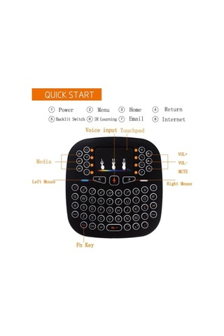 2.4ghz I18 Mini Kablosuz Klavye Touch Pad Işıklı Klavye