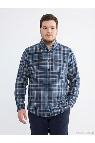 Lcwaıkıkı Classic Lacivert Regular Fit Ekose Desenli Gabardin Erkek Gömlek