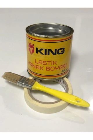 Ahmet Otomotiv Lastik Yanak Boyası Inci Beyazı 500 Gr + Bant + Fırça Komple Set