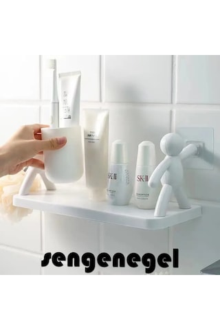 Sengenegel Kendinden Yapışkanlı Banyo Rafı Tarz Baharatlık Rafı Organizer Düzenleyici - 1 Adet