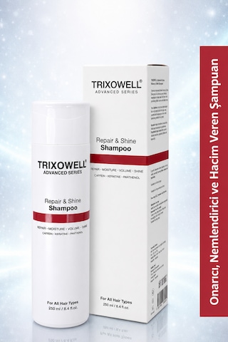 Trixowell Advanced Series Repair & Shine Shampoo Kafein, Keratin Ve Panthenol İçeren Onarıcı, Nemlendirici Ve Hacim Veren Şampuan 250 Ml