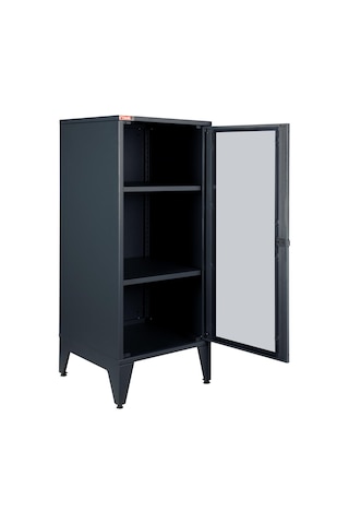 Lande - Ziglat 1110 - Metal Dolap - Cam Kapılı - - Antrasit Gri. Gri