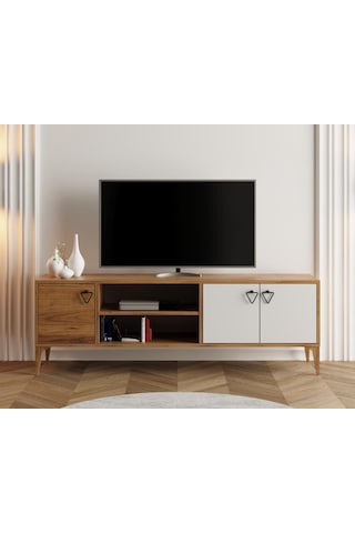 Rivo Tv Ünitesi Legnano-beyaz Raflı Ve Kapaklı Modern Tasarım 150 Cm Ahşap - Beyaz