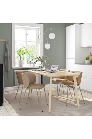 Mutfak Masası Takımı, Dişbudak Kaplama-tonerud Koyu Bej, 4 Sandalyeli Abanoz