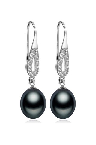 Siyah Lsooyh Bohemian Doğal Tatlı Su İnci Küpeler Kübik Zirkonya Uzun Küpe Kadınlar İçin Kız Hediye Çok Renkli