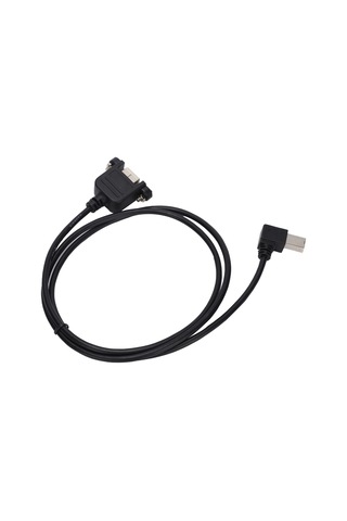 Mufunye Usb-b Ertirici Kablosu 90 Derece Dik Açı, Vidalı Kilitle, Usb-b Erkek'den Dişi'ye, 1m Siyah, Endüstriyel Güvenilir Bağlantı