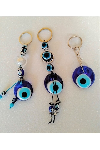 Nazar Boncuğu Anahtarlık Seti El Yapımı Hediyelik Eşya Üçlü Set