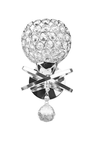 Symbee Gümüş Kristal Asma Lambası - Yatak Odası Mutfak Salon Duvar Aydınlatması - Avrupa Standartı E27 Lamba Tabanı Işık Kaynağı Hariç Beyaz