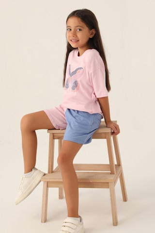 Rolypoly Colour Butterfly Toz Pembe Kız Çocuk Şort Takım 5274-43137 Pembe