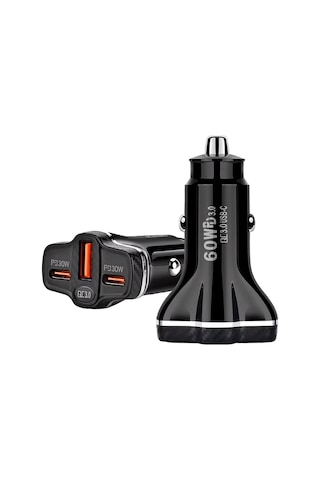 Ally Pd62 2xtype-c + Usb 78w Araç Çakmaklik Hizli Sarj Aleti Araç Sarji