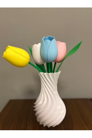Vazo Dekoratif 3d Beyaz