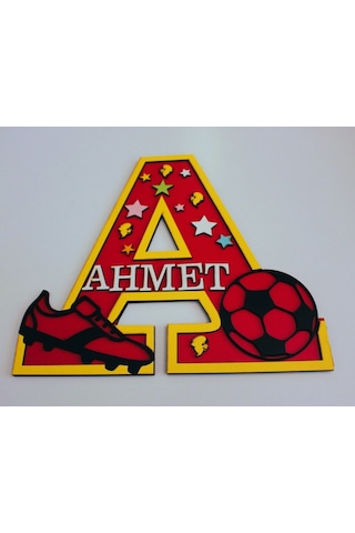 Çoçuk Odası Kapı & Duvar Süsü Kişiye Özel A Harfi Sarı - Kırmızı