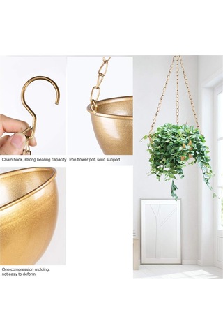 Drenajlı Altın Askılı Saksı, Yarım Daire Askılı Bitki Tutucu