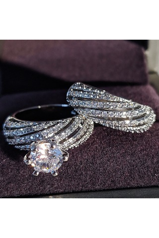 Women Vintage Diamond Wedding Ring, Size:8 Çok Renkli