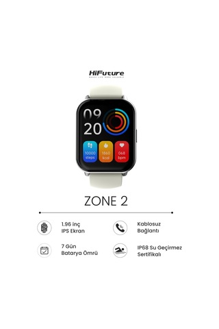 HiFuture FutureFit Zone2 1.96" BT5.2 Arama IP68 Su Geçirmez Nabız SpO2 Akıllı Saat (Distribütör Garantili)