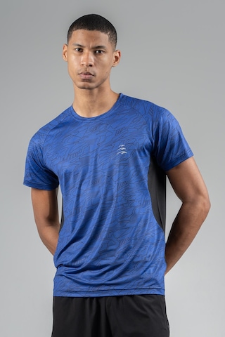 Maraton Regular Erkek Bisiklet Yaka Saks T-shirt Saks Mavi