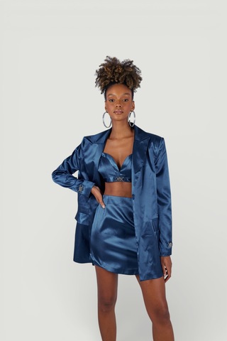 Holly Lolly Askılı Crop Saten Fancy Büstiyer Lacivert