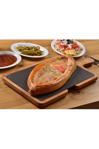 Lava Döküm Ölçü 22x33 CM Ahşap ve Döküm Demir Hot Plate Servis Tahtası