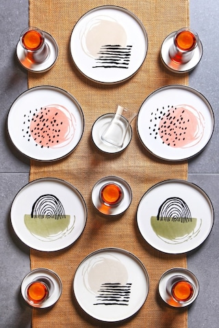 Kitchen Life 18 Parça Stackable Postmodern Kahvaltı Çay Takımı Seti - Çay Bardaklı Kahvaltı Takımı Çay Seti Çok Renkli