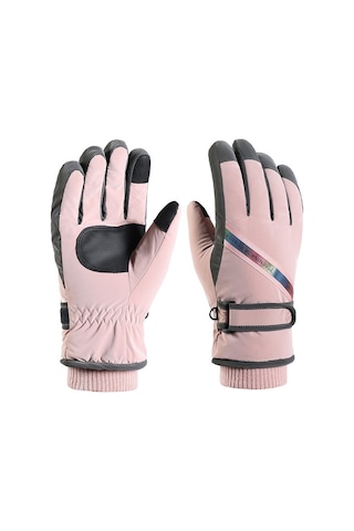 Kayak Eldivenleri Artı Kadife Sıcaklık Açık Binicilik Eldivenleri Velcro Pembe Pink Pembe