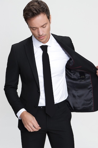 Morven Erkek Basic Düz Slim Fit 3lü Takım Elbise Slim Fit - 542408291 - Siyah