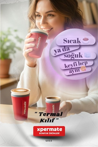 Xpermate Termal İçecek Kılıfı Sıcak & Soğuk Tutan Kahve Termal Kılıf 0,47l Kırmızı