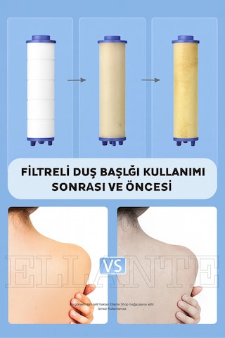 Yeni Nesil Filtreli Duş Başlığı + 1 Yedek Filtre Yüksek Basınçlı & Su Tasarruflu Çok Renkli
