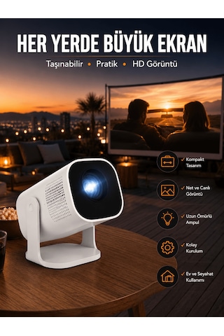 Akıllı Projeksiyon Powerbankli Taşınabilir Sinema Projektörü 4k Hd Kaliteli Yeni Nesil Aklby-bsva58