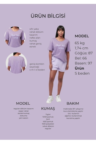 Bella Dossi Pamuklu Kısa Kollu Baskılı Kadın Şortlu Pijama Takımı Lila