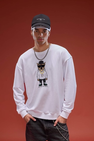 Defacto Boxy Fit Bisiklet Yaka Baskılı Sweatshirt E9331ax25auwt34 Beyaz