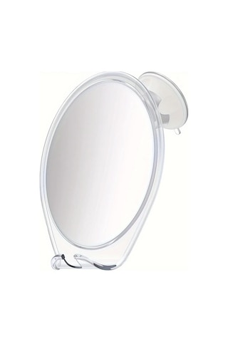 Boatshop1 Buhar Yapmayan Beyaz Duş Aynası Emme Başlıklı Döner Saç Tıraş Aparatlı Kompakt Banyo Aksesuarı White Ahşap