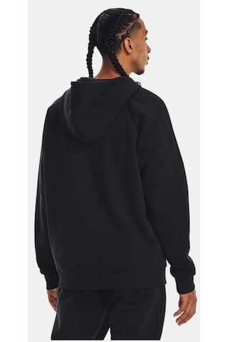 Under Armour Erkek UA Rival Fleece Tam Boy Fermuarlı Kapüşonlu Üst 1379767-001 Siyah - Beyaz