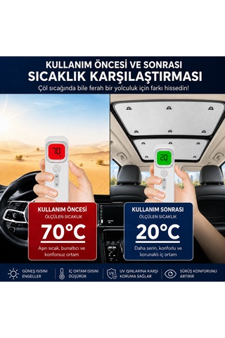 Microcase Volvo Xc90 2016-2023 İçin Sunroof Güneşlik Güneş Koruma Seti 2 Parça Al5645 Gri