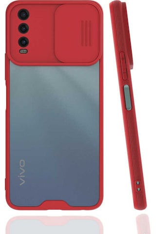 Noktaks - Vivo Y11s Uyumlu - Kılıf Slayt Sürgülü Arkası Buzlu Lensi Kapak - Lila