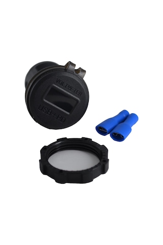 12v 24v Dc Usb Qc3.0 Type-c Pd Şarj Port Voltmetreli Anahtarlı Yuvarlak