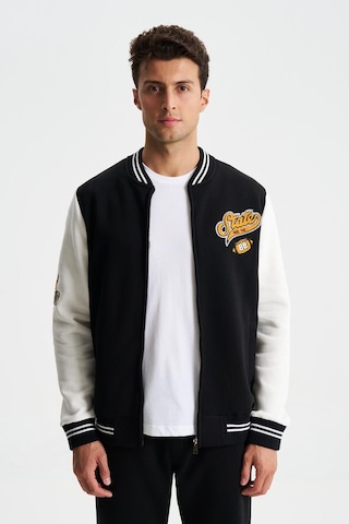 AR-MA Arma Erkek Pamuklu Regular Fit Dik Yaka Baskılı Cepli Kolej Mont Sweatshirt 001