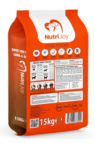 Nutrijoy Kuzu Etli Yetişkin Köpek Maması 15 KG