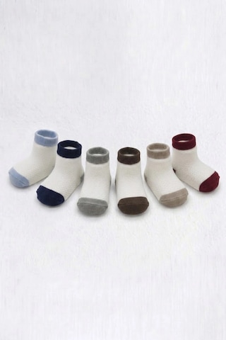 Cocole Socks Erkek Bebek Soket Çorabı Kraft Kutulu 6'lı Set Pamuklu 0-1 Yaş Kabartmalı Çok Renkli